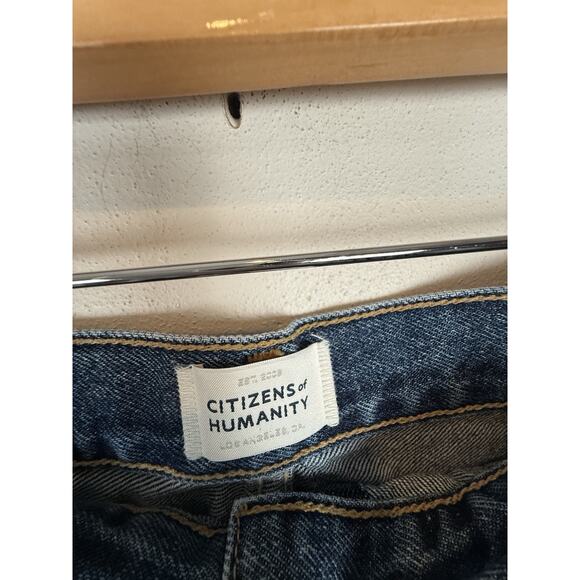 Citizens Of Humanity Midi Skirt Blue Denim Jean Buttons Womens sz 27 Slit Hem - Picture 5 of 10